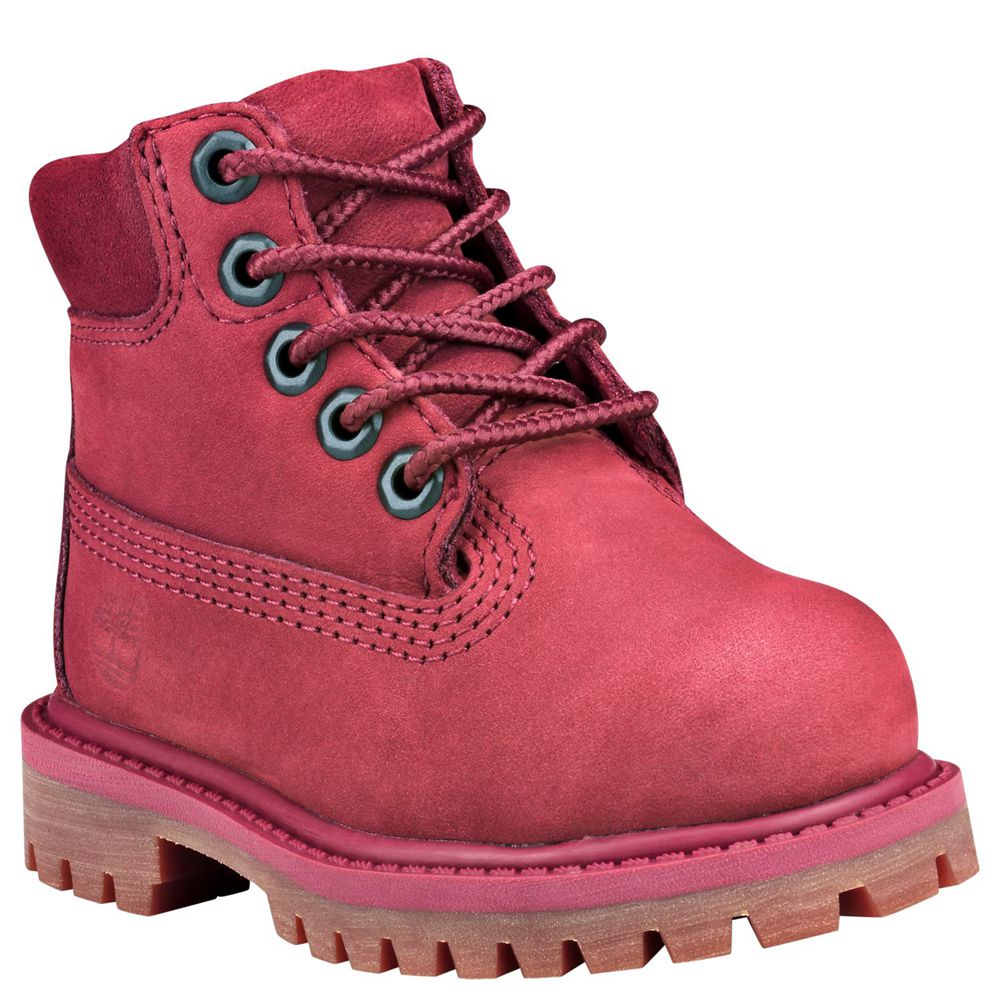 Timberland Kids 6-Inch Boots Toddler Premium Waterproof - Burgundy - India GK5302891